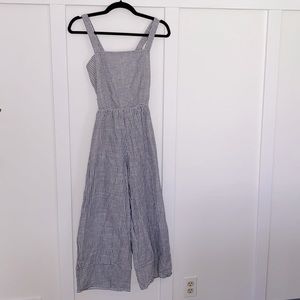 NWT Speechless XS tie back wide leg cropped jumpsuit blue and white striped
